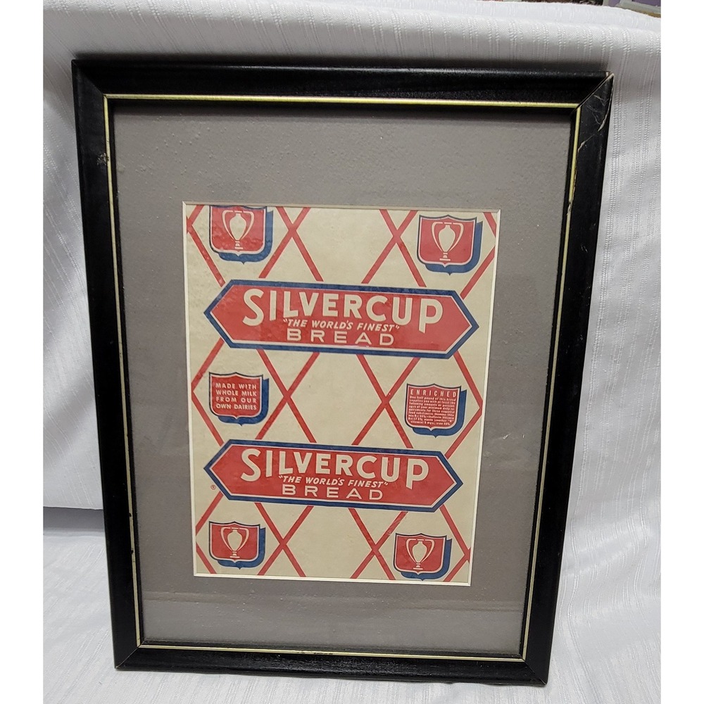 Vintage Silvercup Bread Framed Advertising Sign Mid-Century Kitchen Decor 12x15